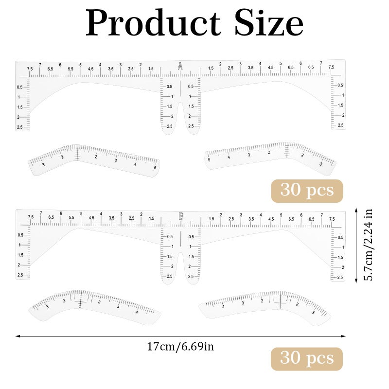 Guduling 60pcs Eyebrow Template, Eyebrow Stencil Kit for Women, Disposable Eyebrow Shaper Ruler for Older Women Eye Brow Stencil Stickers Guide, Templates for Beginners - Image 3